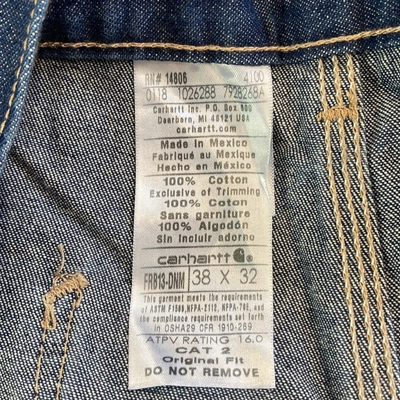 Carhartt FRB13 - Flame-Resistant Denim Loose Fit Jean 38 x 32 - Picture 12 of 14